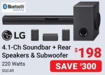 LG 4.1-Ch Soundbar + Rear Speakers & Subwoofer SQC4R on Sale – Visions Electronics