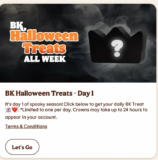 Burger King App daily Halloween specials