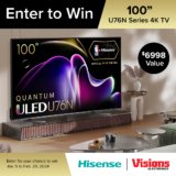 Win a 100” 4K QLED TV – Visions Electronics